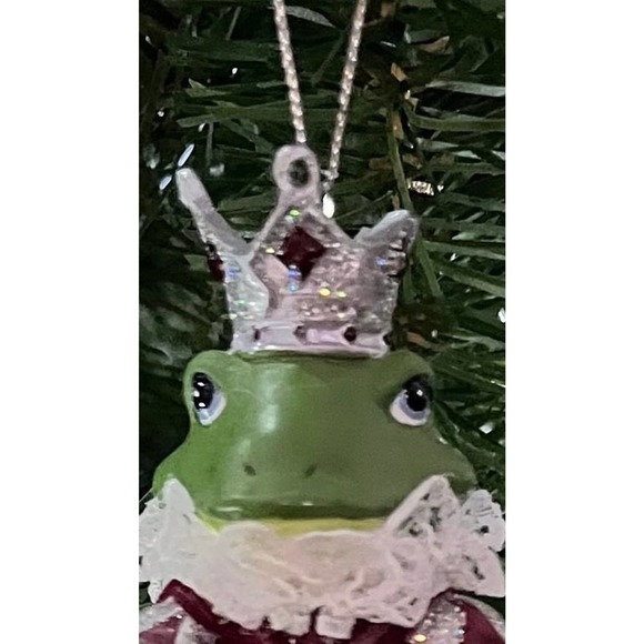 Frog Crown Prince Hanging Ornament Ceramic Kitschy Christmas Holiday Tree Kids - Picture 2 of 10